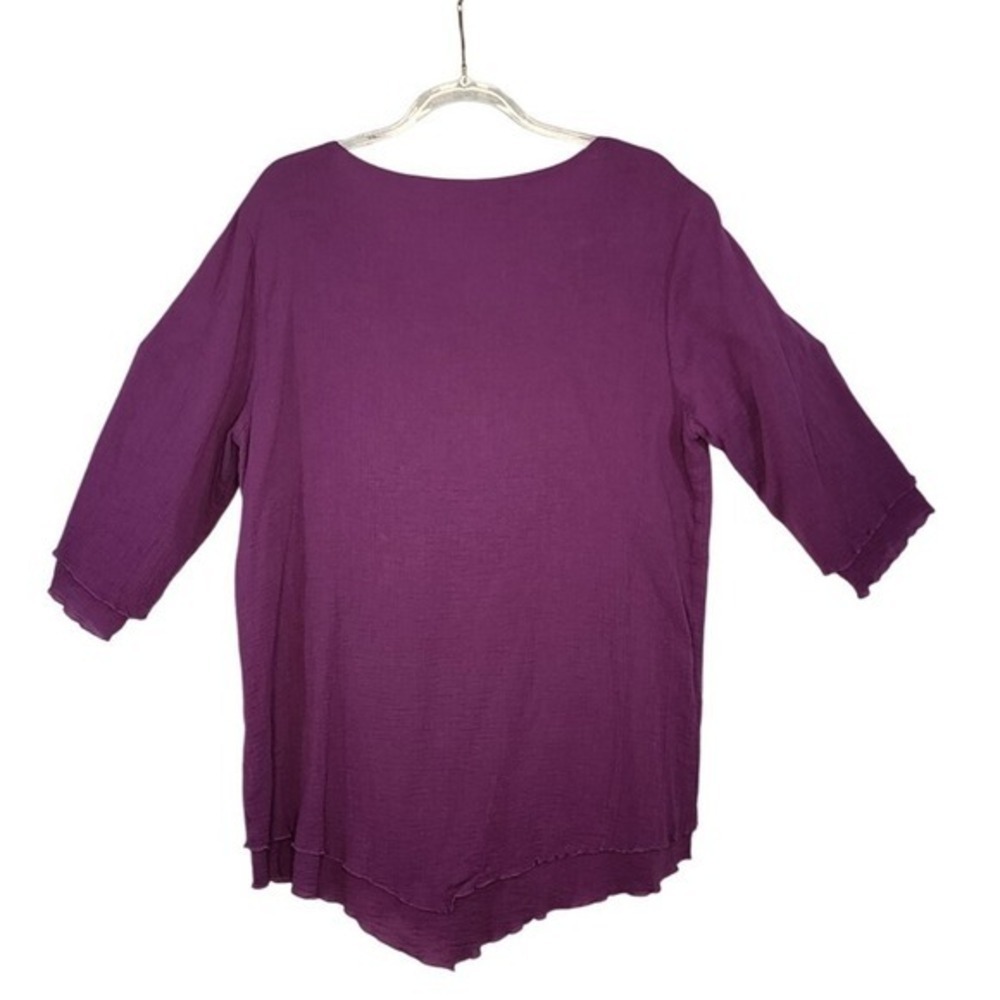 🔥5 for $20🔥Soft Surroundings Top M Purple 3/4 Sleeve Textured Comfy Casual - Picture 4 of 9